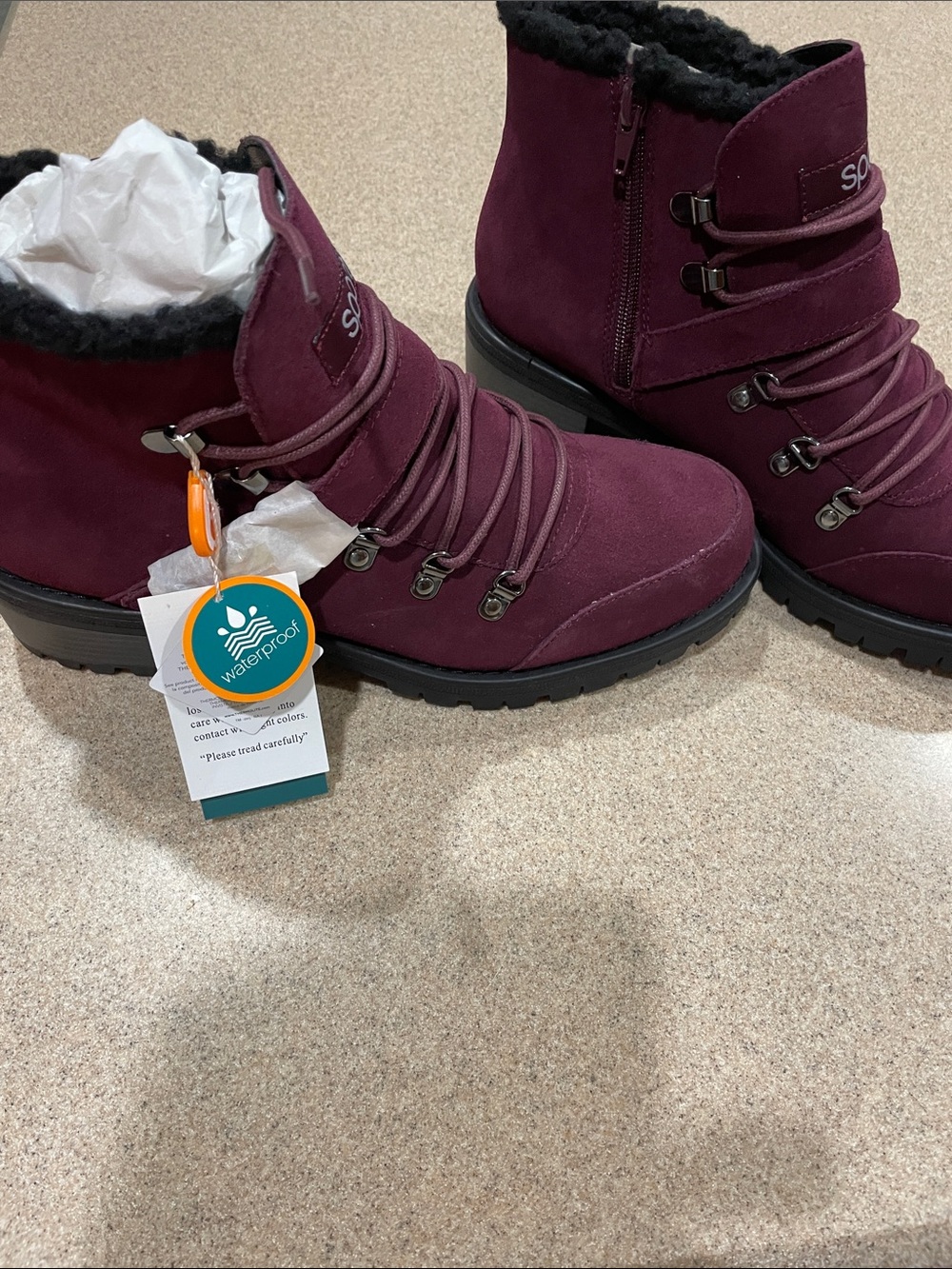 Sporto Women’s Burgundy Ankle Boots - Size 10 Medium Brand Nee